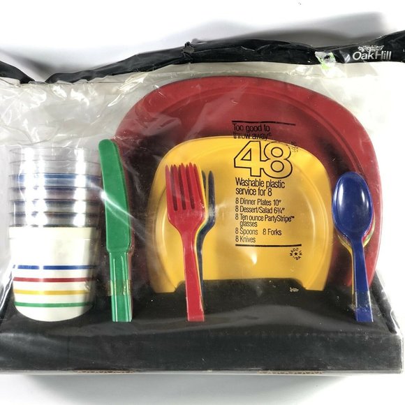 48 Piece Serving Set for 8 Dinner plates Plastic - Picture 1 of 6